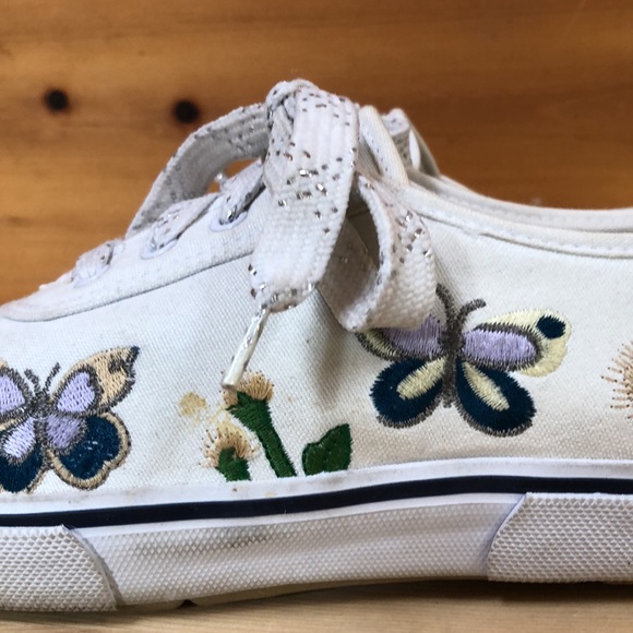 Vintage G.WIZ Lace Up Embroidered Flower Butterflies Flats (KEDS style) 7.5 - Picture 11 of 13
